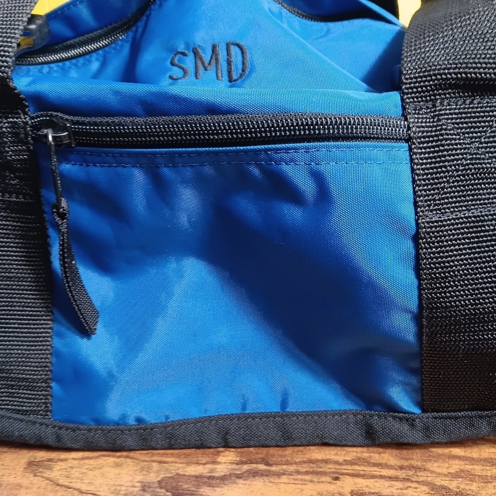 LL Bean Adventure Duffle Bag Blue Nylon Hiking Outdoor Travel Gym Tote - Picture 4 of 14